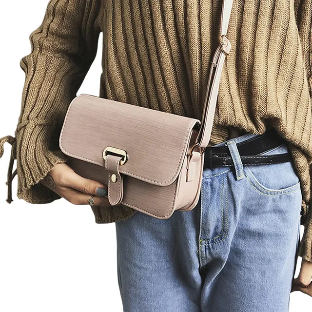 Fashion Korean Women Messenger Bag PU Leather Solid Color Ladies Girls