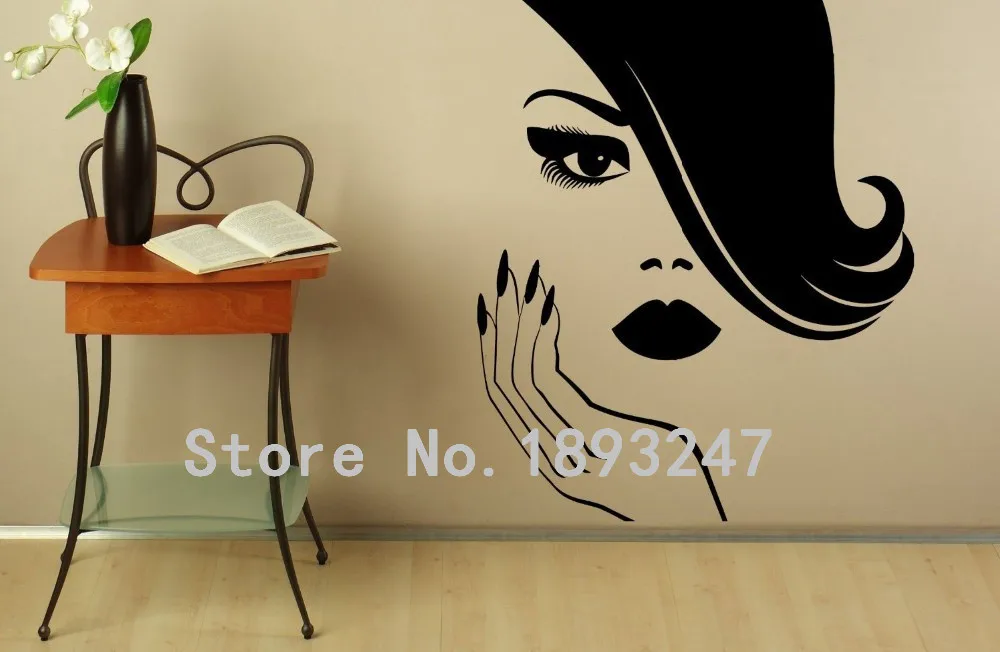 Manicure Sexy Girl Spa Beauty Nail Salon Interior Wall Sticker Vinyl Wall Decal Beauty Salon Nail Bar Decorative Decoration