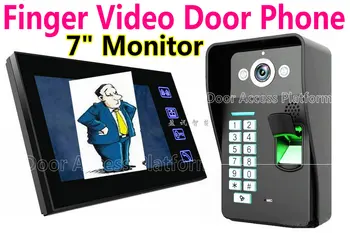 

Intecom TFT LCD 7" inch Color Screen monitor Video door phone biometric Door bell fingerprint+code Door Access Control System,