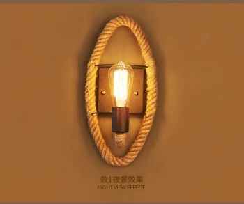 

The American village corridor balcony stairs personality bar iron rope wall lamp