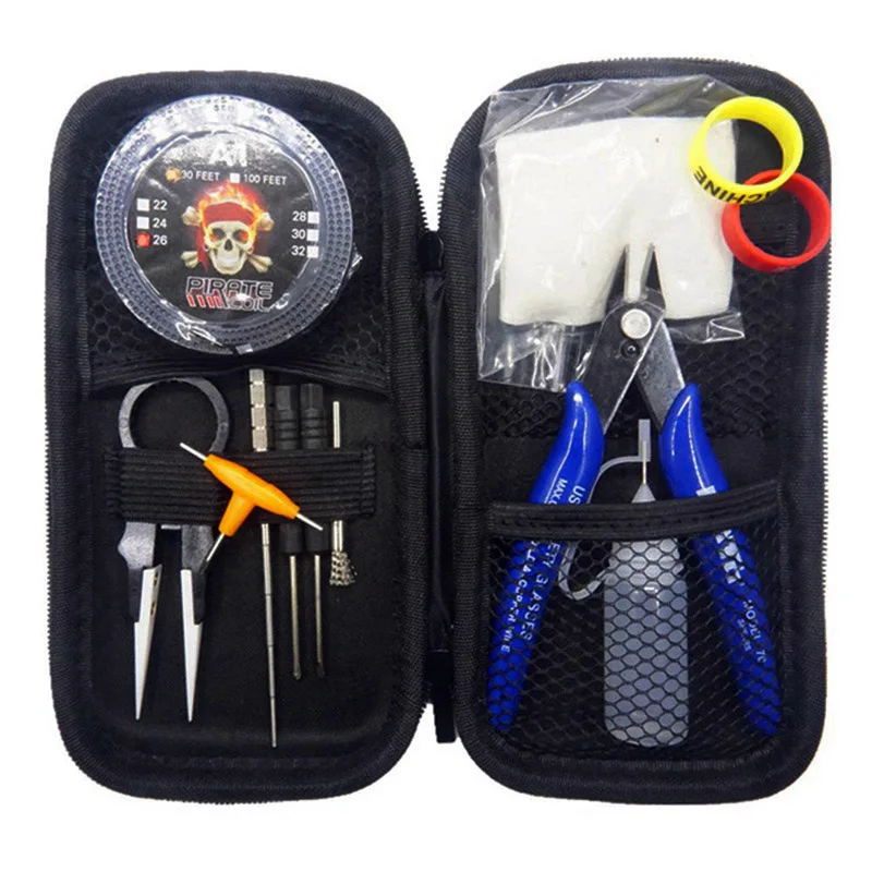 

Wholesale Mini Vape DIY Tool Bag Tweezers Pliers Wire Heaters Kit Coil Jig Winding For Packing Electronic Cigarette Accessories