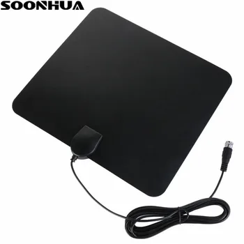 

SOONHUA Thin Digital Indoor TV Antenna HD Flat Design Freeview TV Aerial Amplifier 50 Mile Range Receiver for HD TV DTV Box