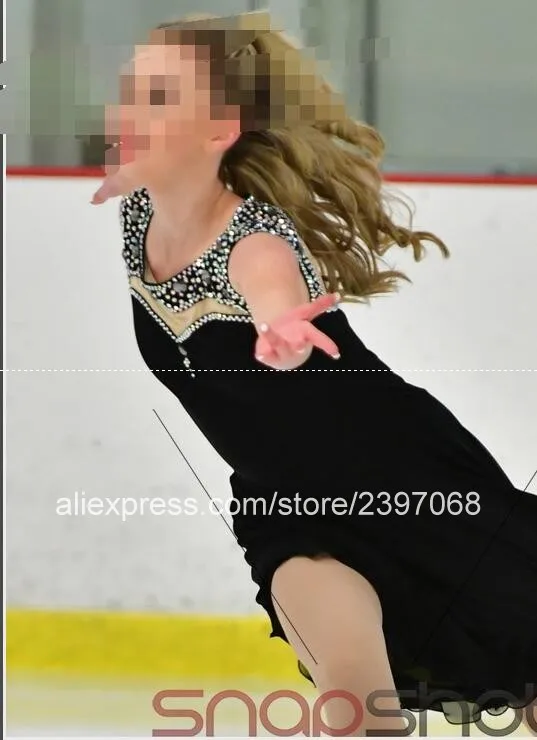

Girls Figure Skating Dress Black Women Figure Skating Dress Adult Competition Figure Skating Dresses Free Shipping G40