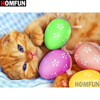 

HOMFUN Full Square/Round Drill 5D DIY Diamond Painting "Animal cat egg" 3D Diamond Embroidery Cross Stitch Home Decor A19295