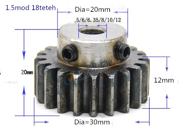2 шт. цилиндрическое зубчатое колесо, предназначено для шестерни 1,5 м 18T 1,5 мод Шестерни стеллаж для выставки товаров 18 зубов диаметр 5/6/6,35/8/10/12 мм цилиндрическое зубчатое колесо, предназначено для точности 45 сталь cnc шестерня