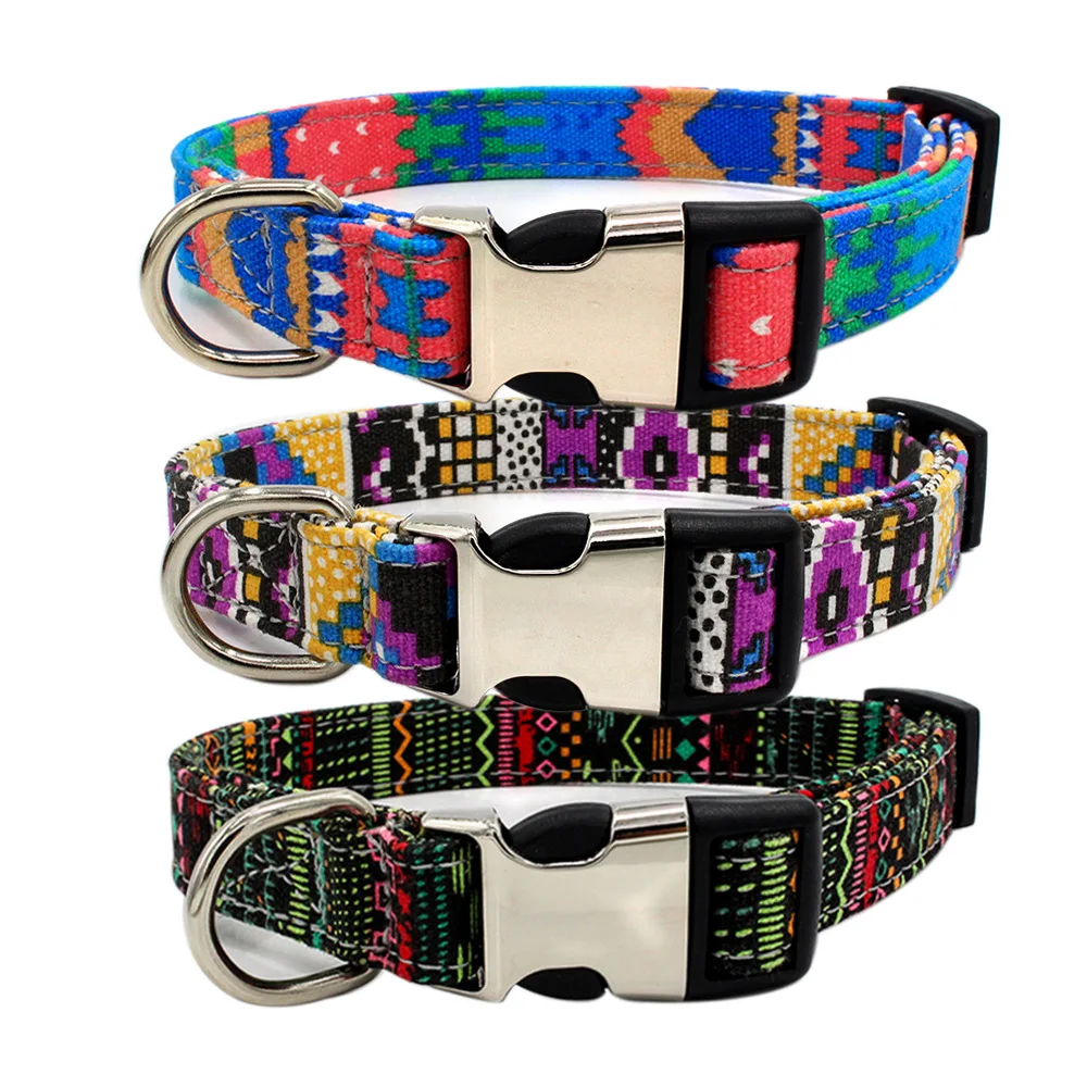 

2019 Berry new semi-metal lettering pet collar double fabric bohemian dog collar new products