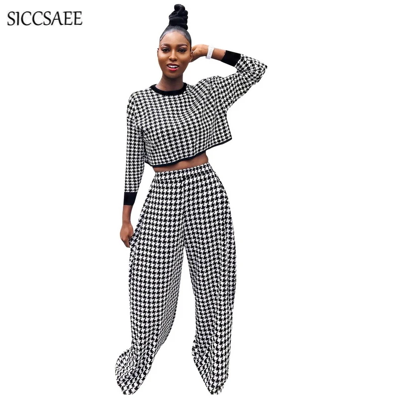 black and white checkered two piece set