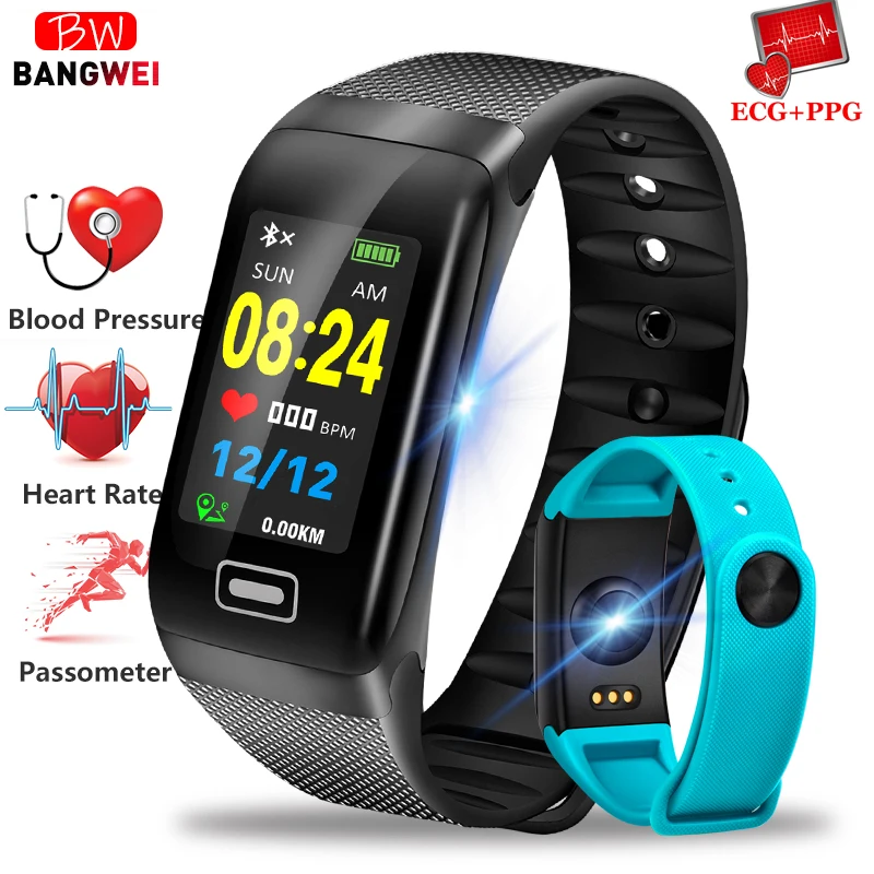 

BANGWEI Smart Sport Watch New Waterproof Watch Blood Pressure Heart Rate Detection Pedometer fit bit ios Android Fitness Watch