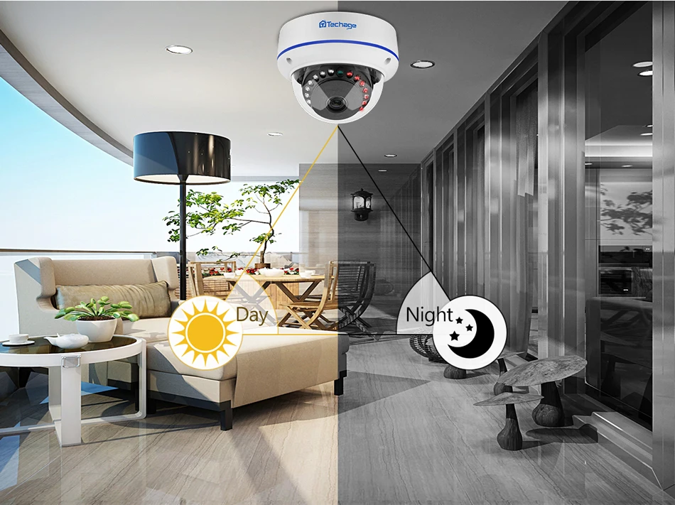Câmera de Segurança Dome ao ar Onvif para Kit Techage 48 v Livre Indoor ip Câmera Vídeo Ntework Vigilância Sistema Nvr 4mp 5mp H.265 Poe 9 indoor ip câmera vídeo ntework vigilância onvif para kit sistema nvr