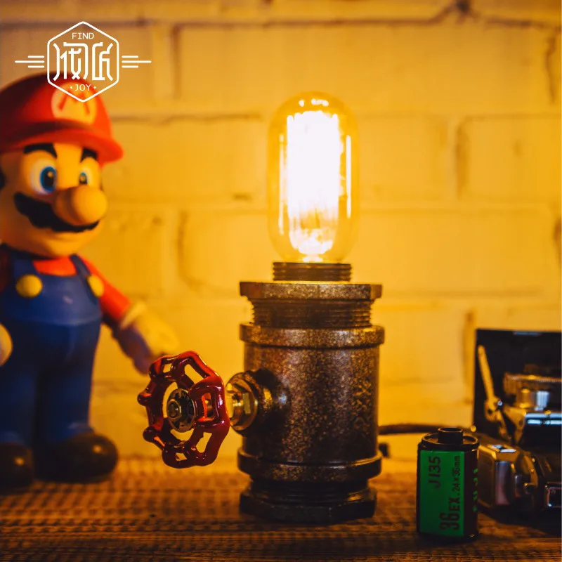 

Vintage Pipe Night Light Loft Water Pipe Desk Lamp Edison Bulb E27 American Style For Wedding Birthday Party-FJ-DT2S-039E0
