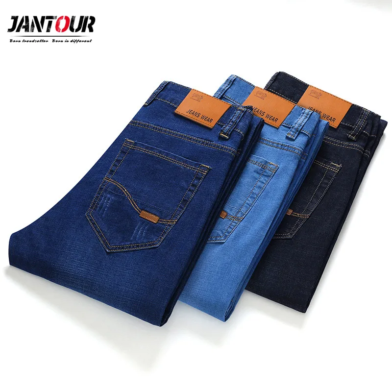 

Jantour 2019 New Jeans Men Classical Jean High Quality Straight Leg Male Casual Pants Plus Size 28-40 Cotton Denim Trousers mens
