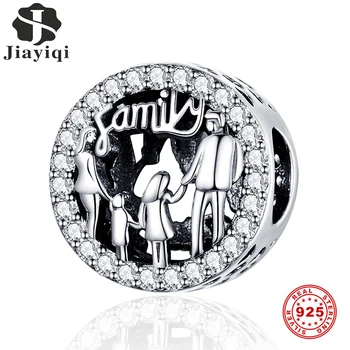 

Jiayiqi Openwork Family Holding Hands DIY Bracelets Necklace Charms 925 Sterling Silver Beads For Jewelry Women Family Day Gift