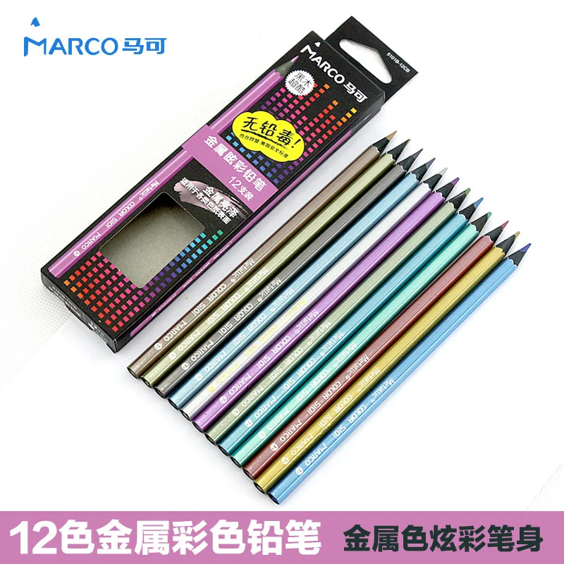 

Marco 12 different color pencil in a box, metal color painting color fashion color specil gift quality drawing pencil