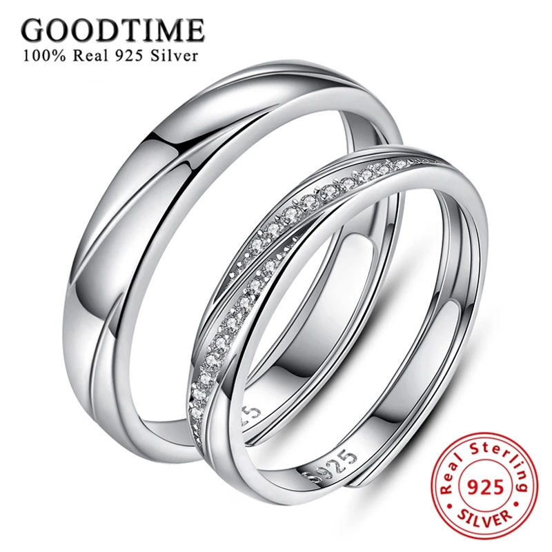Real Genuine Silver 925 Rings for Women Classic 925 Sterling Silver Engagement Couple Ring Wedding Jewelry joyas de plata 925
