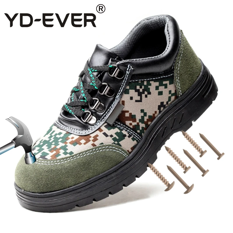 YD EVER Plus Size Men Safety Shoes Steel Toe Cap Steel Insole