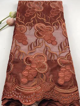 

5yard embroidered african french lace fabric with stone royal blue african lace fabric high quality velvet lace fabric HS184