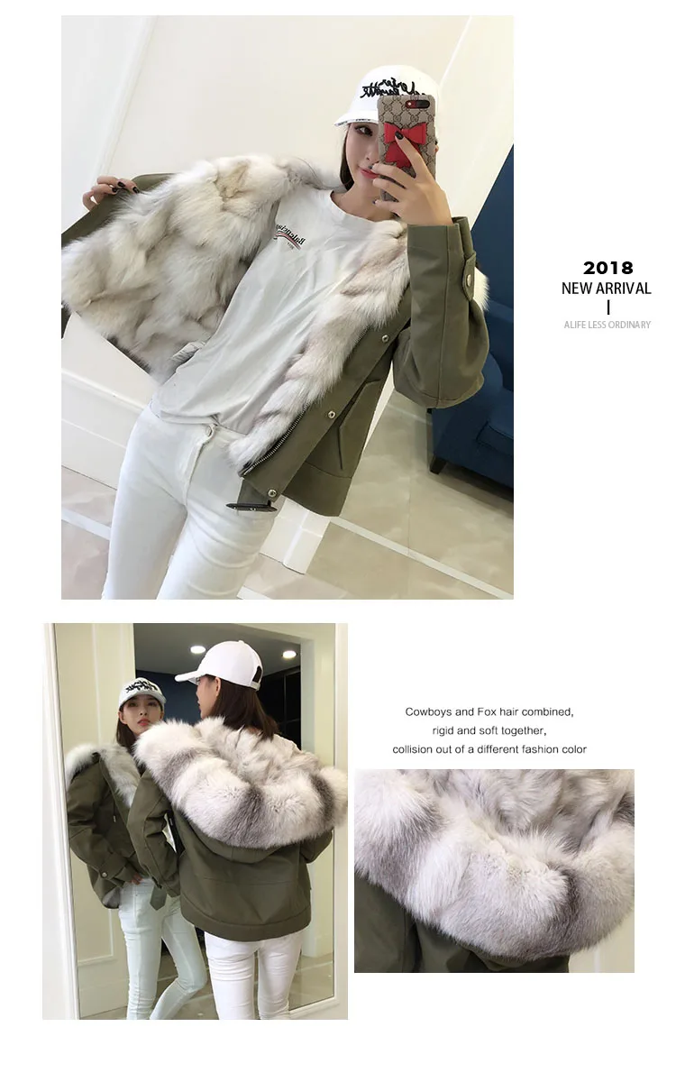 Sale women new parkas real fox fur hoody collar liner 100% genuine army green coat genuine fur jacket warm thick female winter cloth 7 Sale women new parkas real fox fur hoody collar liner 100% genuine army green coat genuine fur jacket warm thick female winter cloth 7