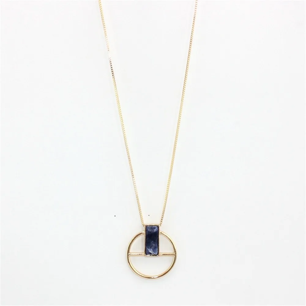 XQ Новое модное круглое ожерелье-подвеска натуральный камень прямоугольной формы индивидуальное ожерелье