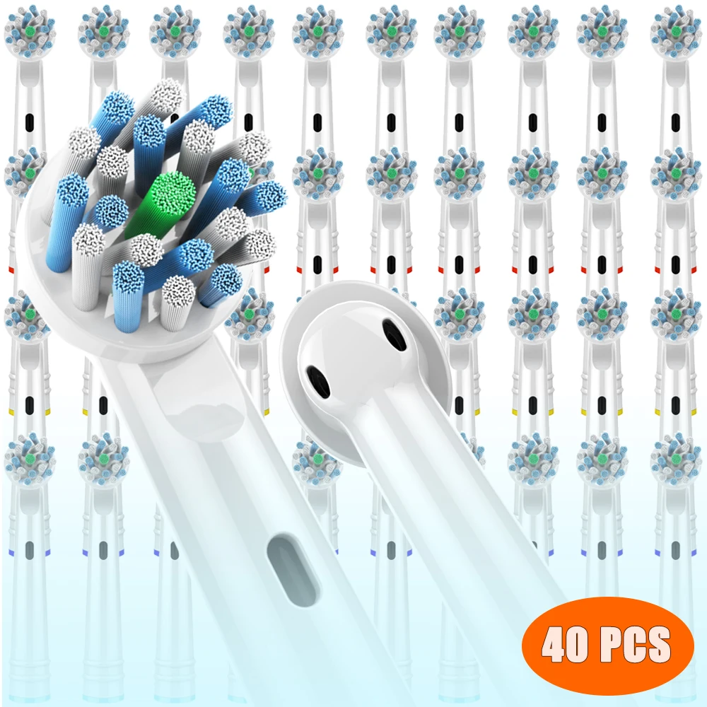 

40 PCS Cross Function Toothbrush Heads for Oral B Braun Toothbrush Heads Advance Power/Pro Health/Triumph/3D Excel