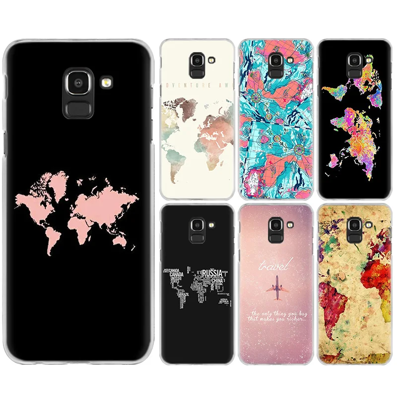 

World Map Travel Plans PC Case Cover for Samsung Galaxy A50 A30 A10 S10e S10 Plus A9 A8 A7 A6 Plus 2018 A9 Star Lite M30 M20 M10