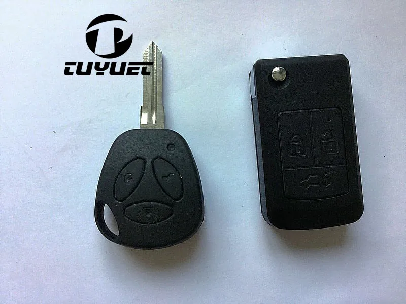 New Modified Uncut Flip Folding Remote Key Shell for Lada 3 Buttons Car Blanks Case