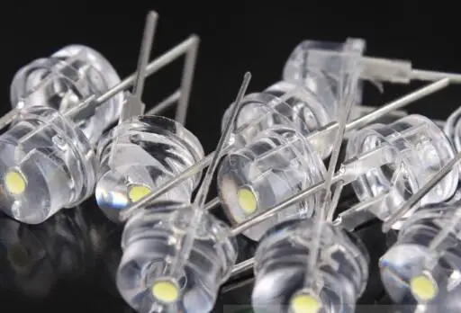 

50pcs/lot 8mm straw hat LED lamp bead are white light 0.5W F8MM power 0.5W hat light-emitting diode