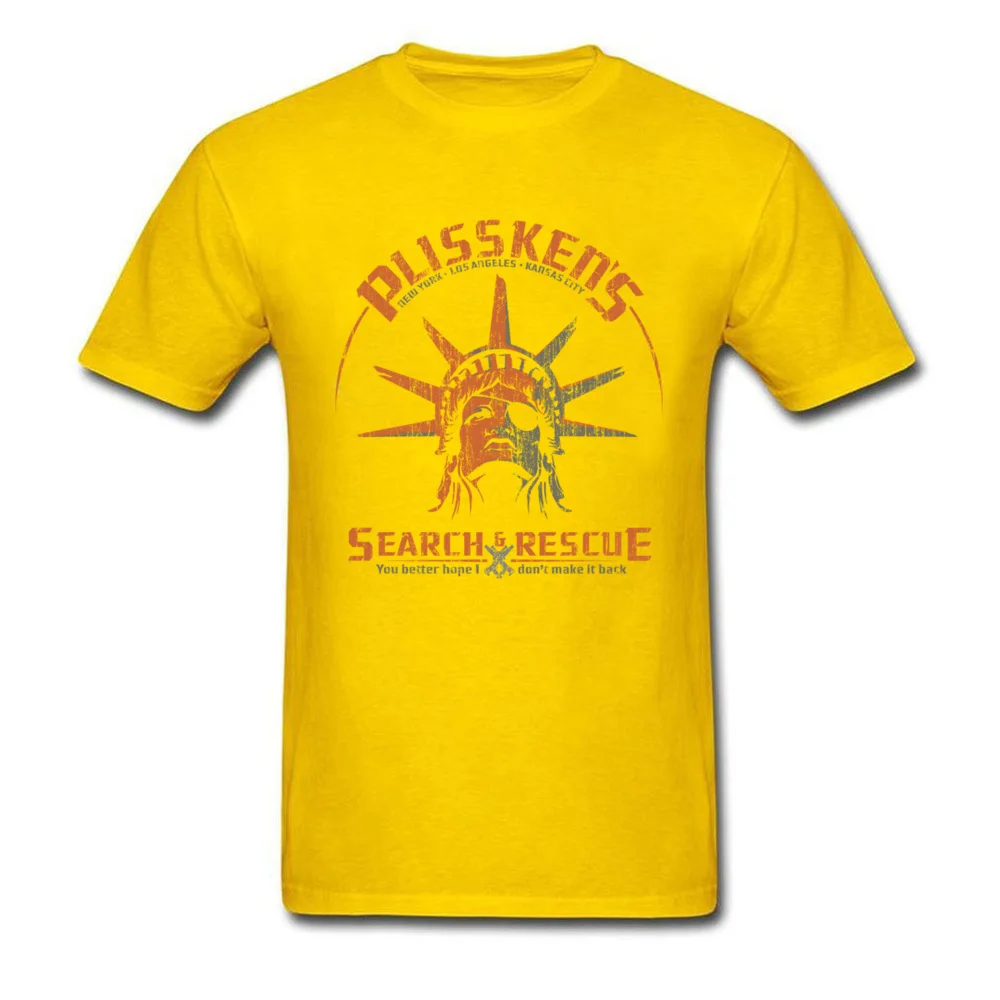 Crazy T Shirt Fashion Round Collar Plisskens Search and Rescue Cotton Fabric Student Tops Shirts Geek Short Sleeve Tee-Shirt Plisskens Search and Rescue yellow