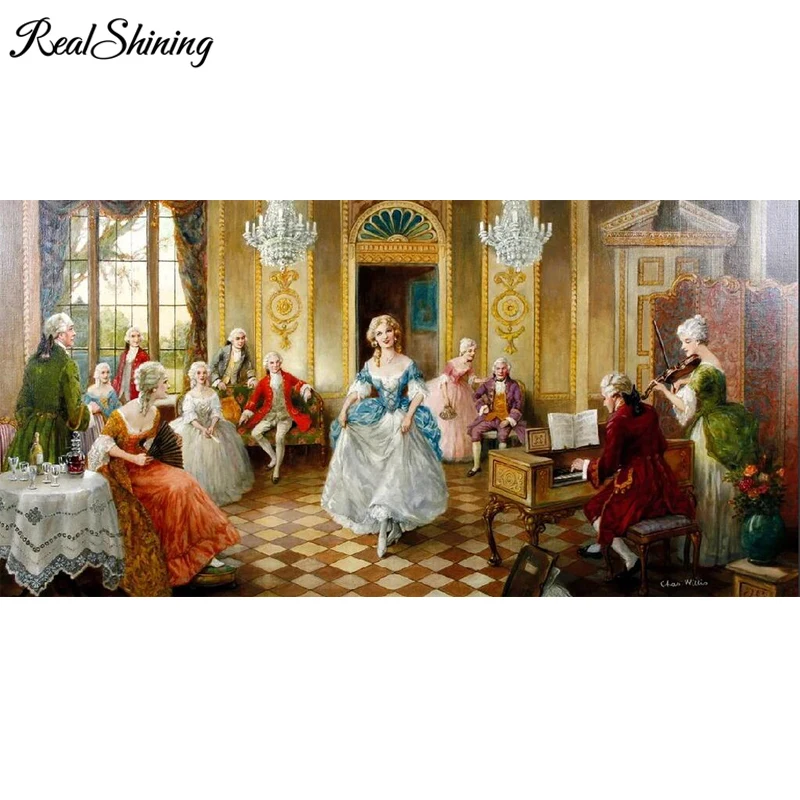 Online Moderne wand kunst Diamant Malerei Europa Menschen Reunion Diy Diamant Stickerei runde Platz Bohrer 5d, wohnzimmer Decor FS3991