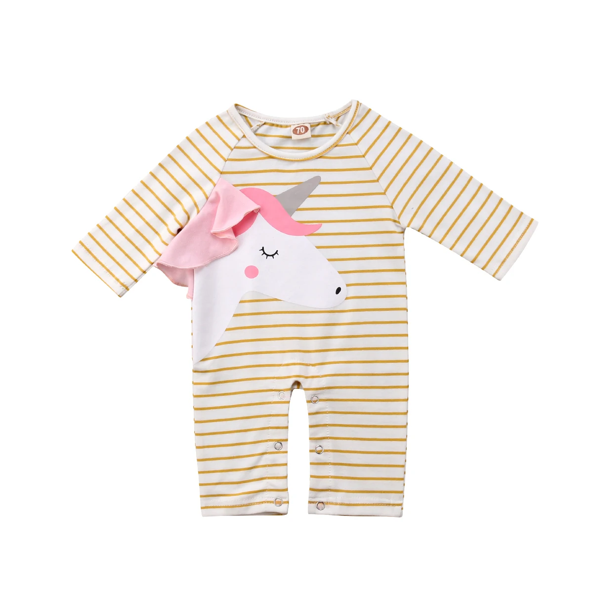 

Emmababy Newborn Infant Baby Girls Unicorn 2018 Autumn Striped Casual Romper Jumpsuit Outfits Long Sleeve Clothes