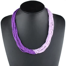 Claire jin двухтонное богемное ожерелье для женщин, винтажное многослойное ожерелье с маленькими бусинами, Boho ювелирные изделия, ручная работа, контрастный цвет, мода