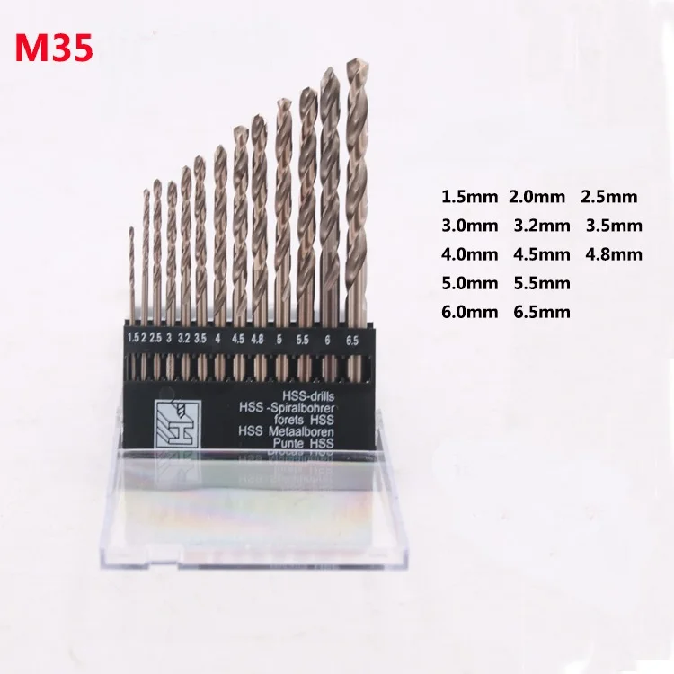 Nuovo 13 Pz/Set M35 Cobalt Drill Set 1.5-6.5Mm Hss Metallo Trapano Per La Foratura In Acciaio Inox Rotary Strumenti