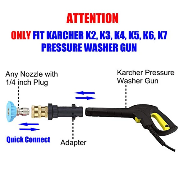 Высокая Давление Очищающая пенка горшок очистительный пистолет-1/4 дюйма быстрый адаптер для Karcher K K2 K3 K4 K5 K6 K7