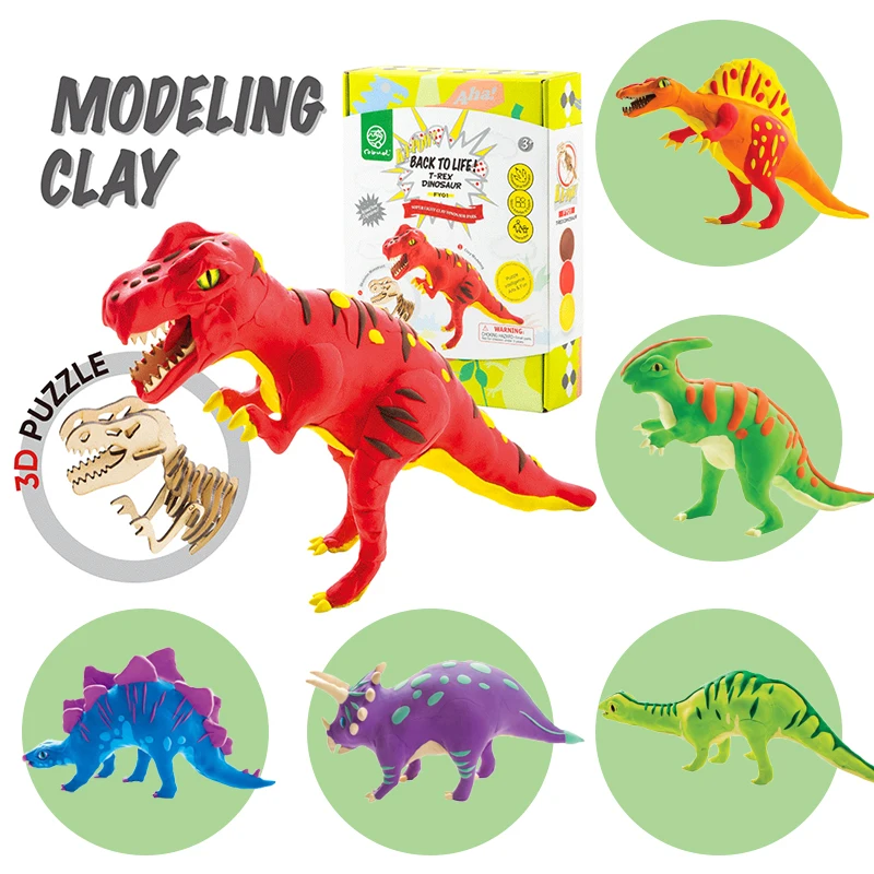 

Robotime DIY Slime Dinosaur Modeling Clay 3D Wooden Puzzle Assembly Model Kits Plasticine Toys For Children Kids Drop Shipping