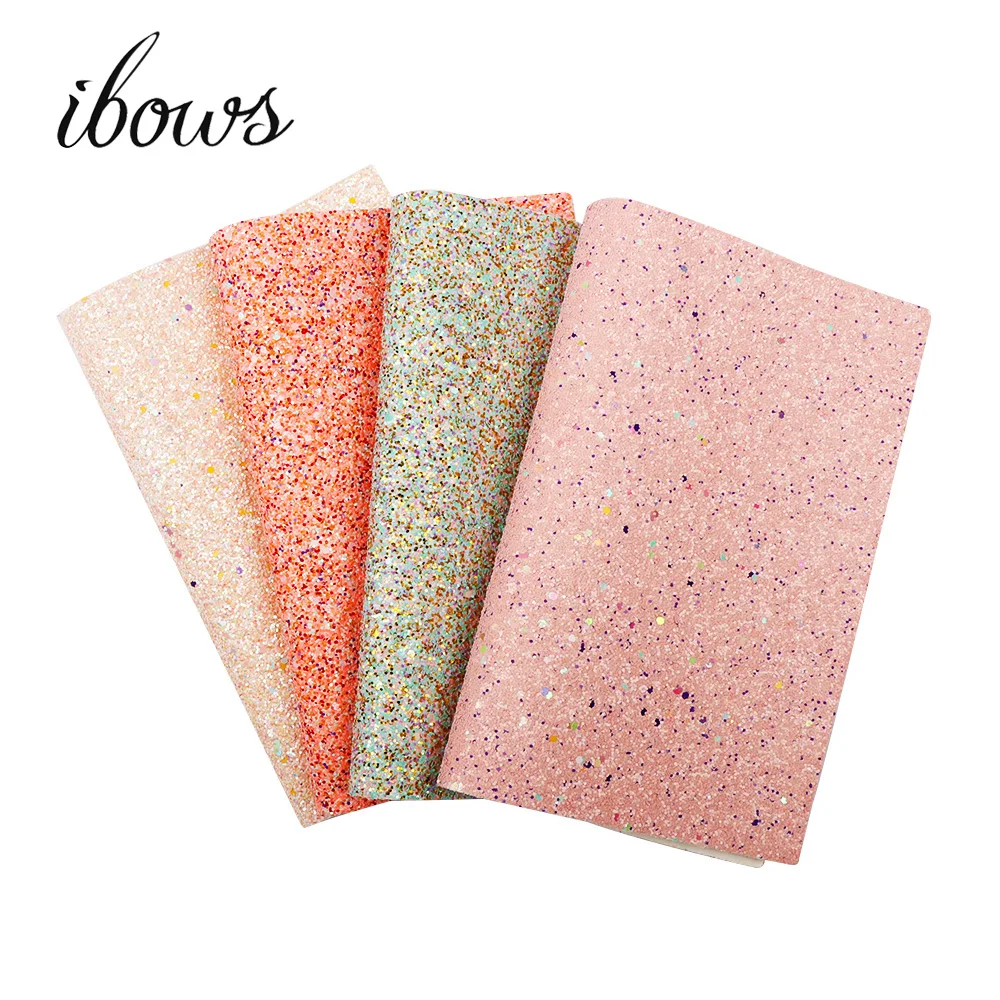

IBOWS accessories 5Pcs/Set 22*30cm Chunky Glitter Faux Synthetic Leather Fabric,DIY HairBows Bag Shoe Decoration Crfats Material