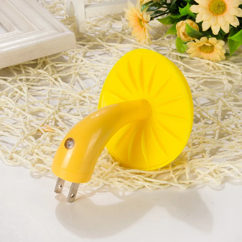Led Mushroom Night Light Eu/us Plug Yellow Wall Socket Lights Lamp For
