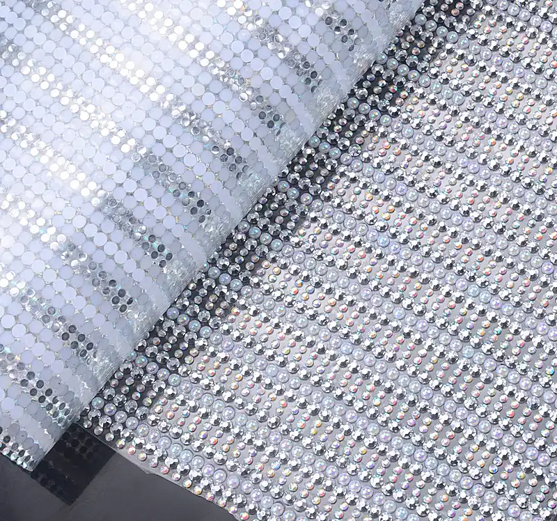 Free ship 24x40cm/pieces clear crystal Hot fix pearls glue mesh