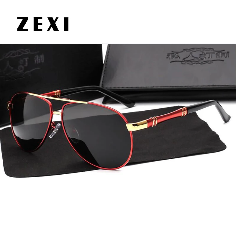 ZEXI Oversized Aviator Sunglasses Men Luxury Brand Polarized Mercedes