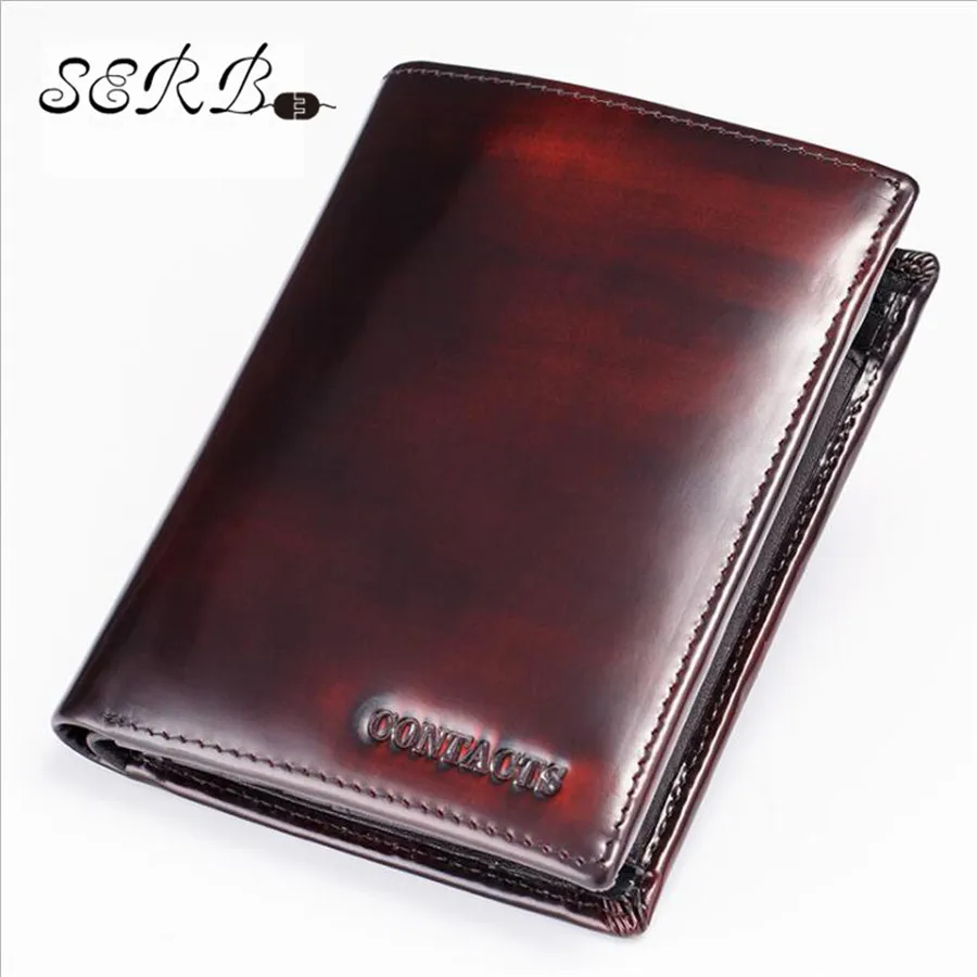 

Brand 2016 Genuine Leather Luxury Clutches Men Cowhide Wallets Short Handmade Brush Off Vintage Coin Purses With Card Holder