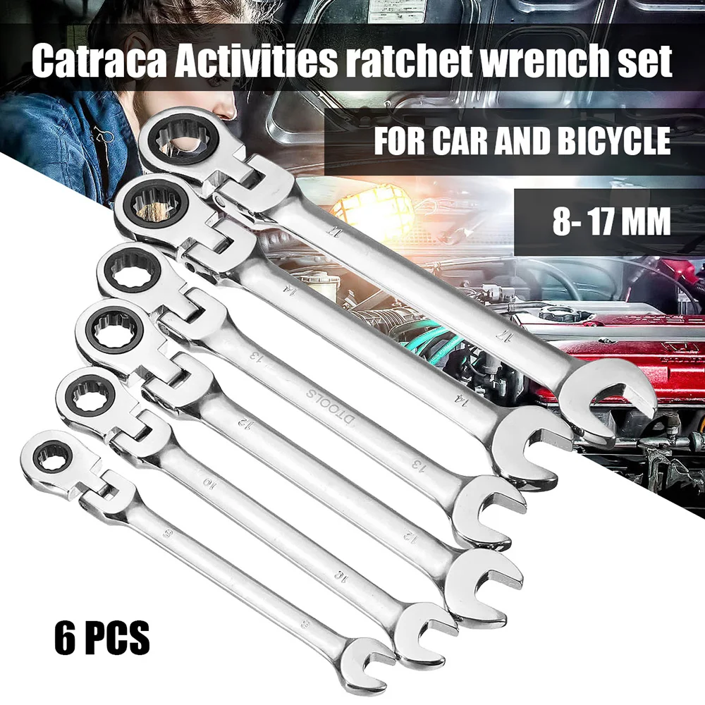 

6Pcs/Set Open End Activities Ratchet Wrench Set Repair Tools Torque Combination Spanner