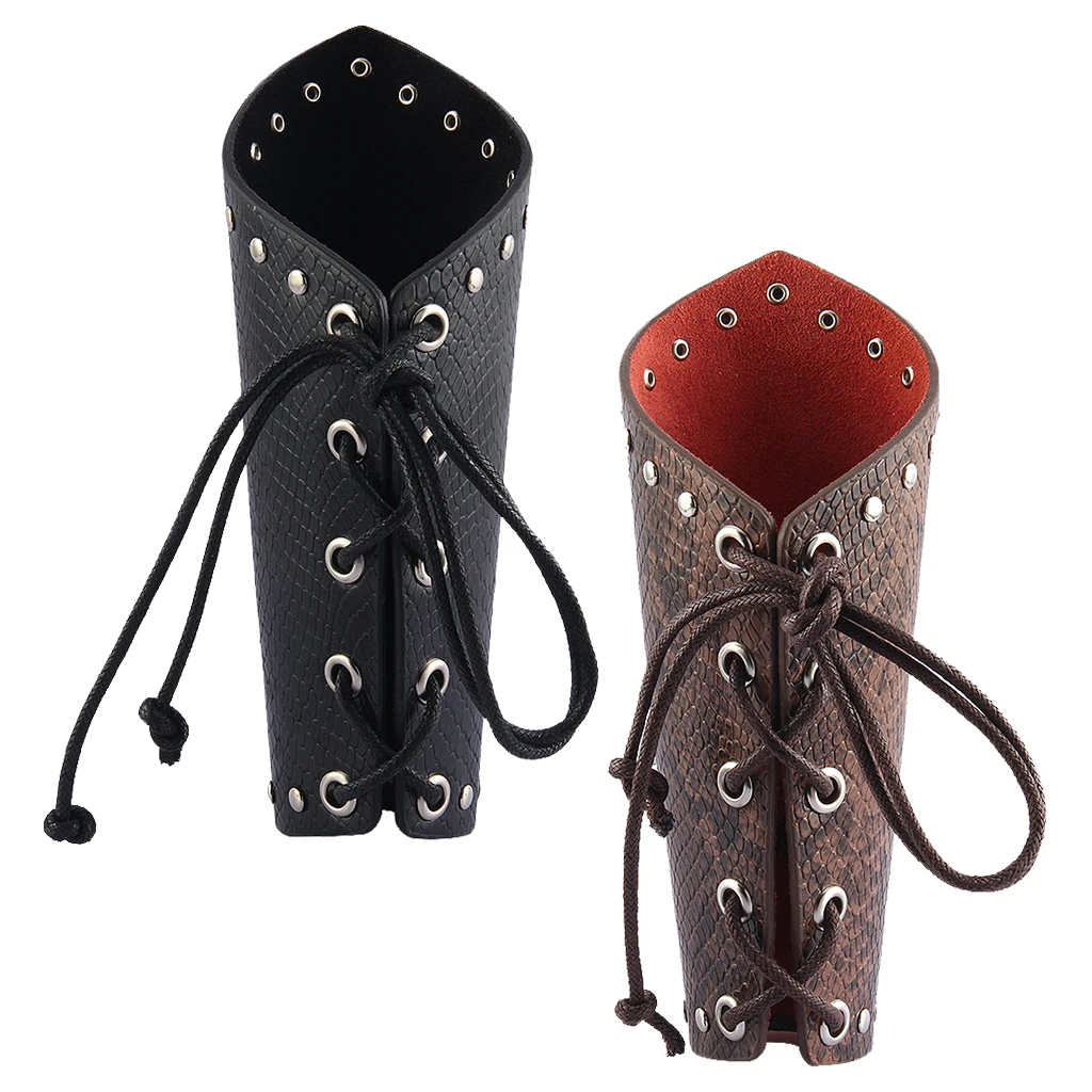 PU Leather Metal Wrist Belt Gothic Gauntlet Cuff Bracer Arm Wristband Armor Protector for Cosplay Kids Halloween Fancy Dress