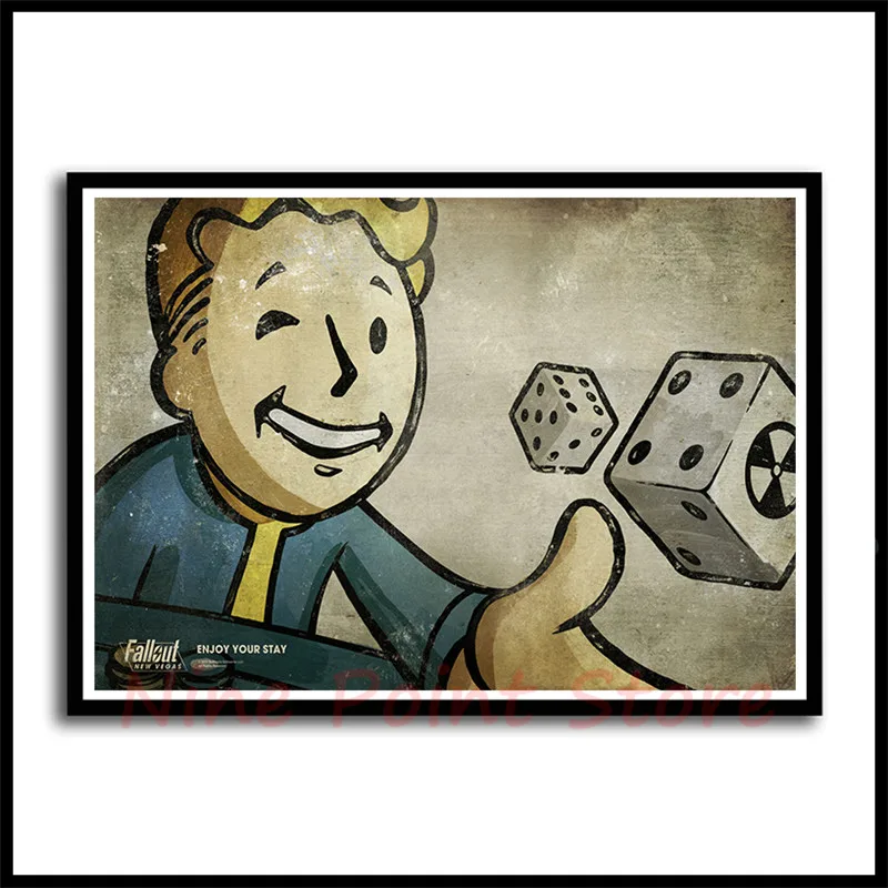 Игровой плакат Fallout, бар, детская комната, домашний декор, игровой рисунок, покрытая настенная бумажная наклейка, декоративные наклейки на стены, бескаркасные