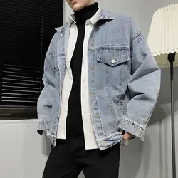 2018 летние Для мужчин новый хлопок Повседневное джинсовая куртка Вышивка печати с лацканами уличной моды Harajuku темпера Для мужчин лет