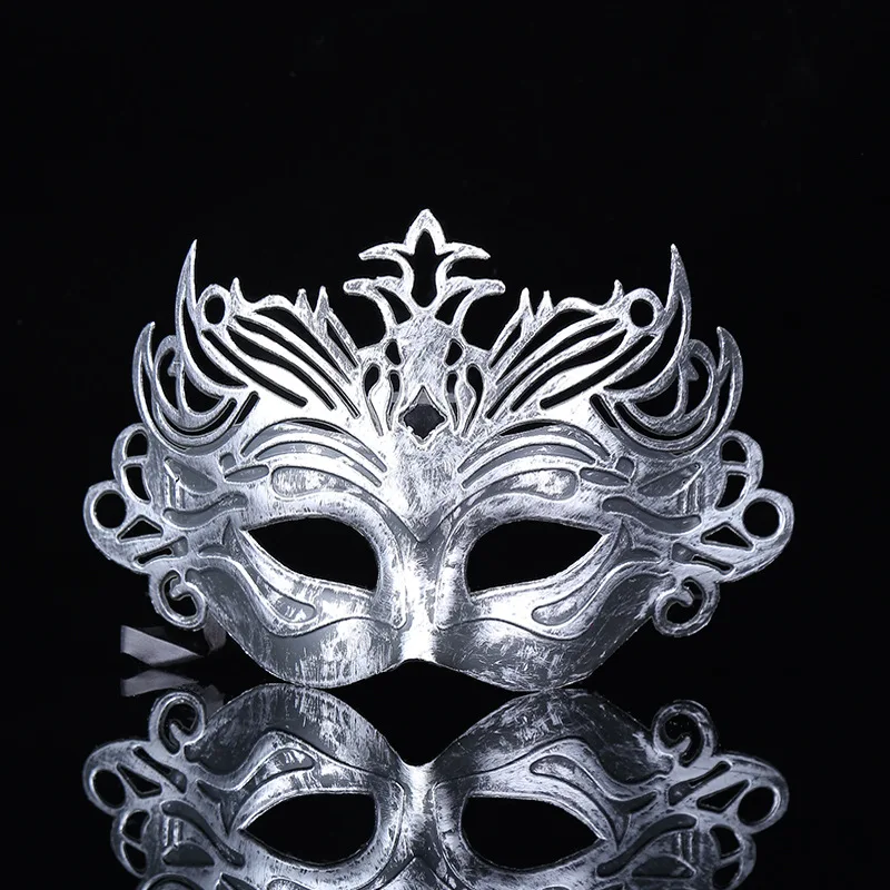Римский солдат, мужской выполненный филигранной лазерной резкой, мужские венецианские маскарадные маски для глаз, вечерние маскарадные маски для Хэллоуина, свадебные маски Mardi Gras - Цвет: Серебристый