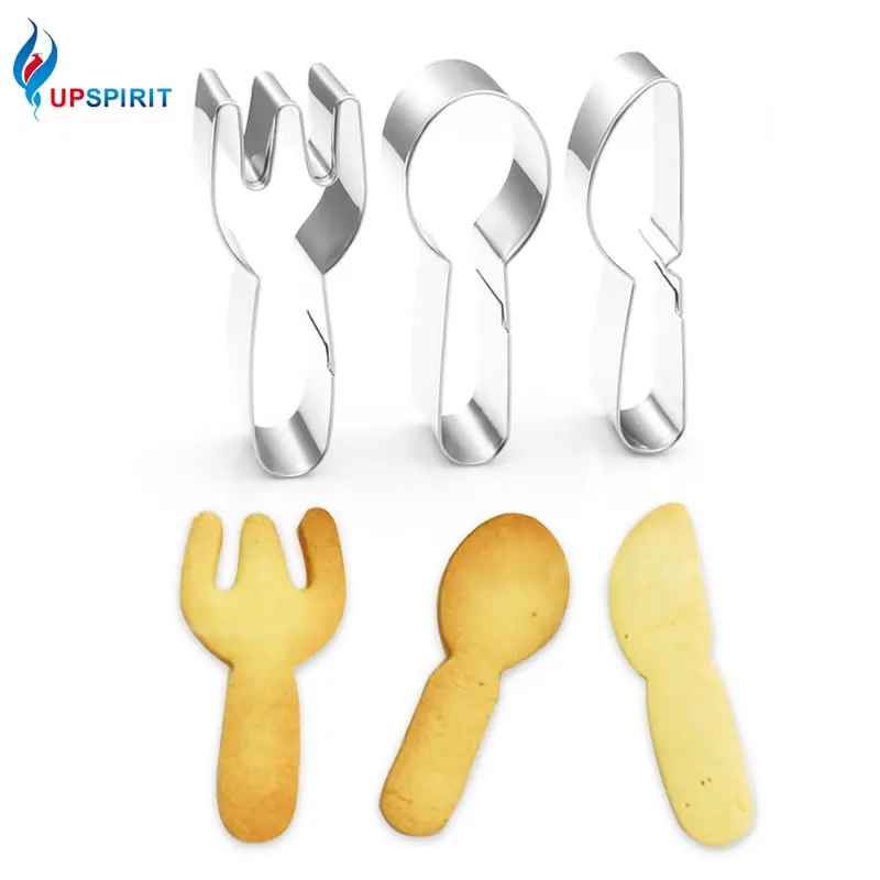 

Upspirit 3Pcs Fork Spoon Knife Shape Flatware Cookie Cutters Biscuit Pastry Fondant Mold Cake Decorating Sugar Craft Tools