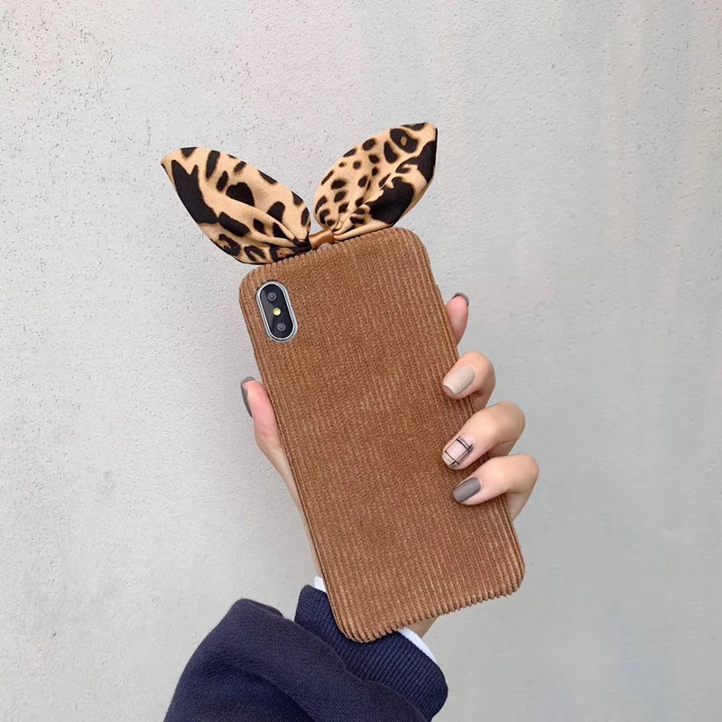 Чехол для телефона с милыми кроличьими ушками iphoneXS XR XS MAX Вельветовая мягкая