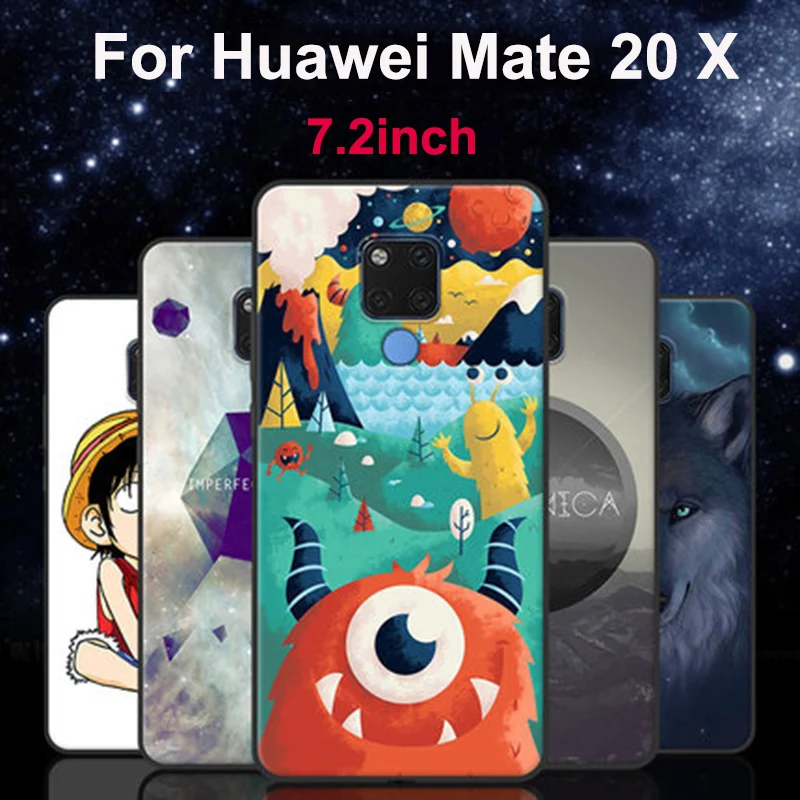 For Huawei Mate 20 X Case cartoon Painted soft Silicone phone cases Mate20 Cover Mate20X EVR-AL00 Protection Shell | Мобильные