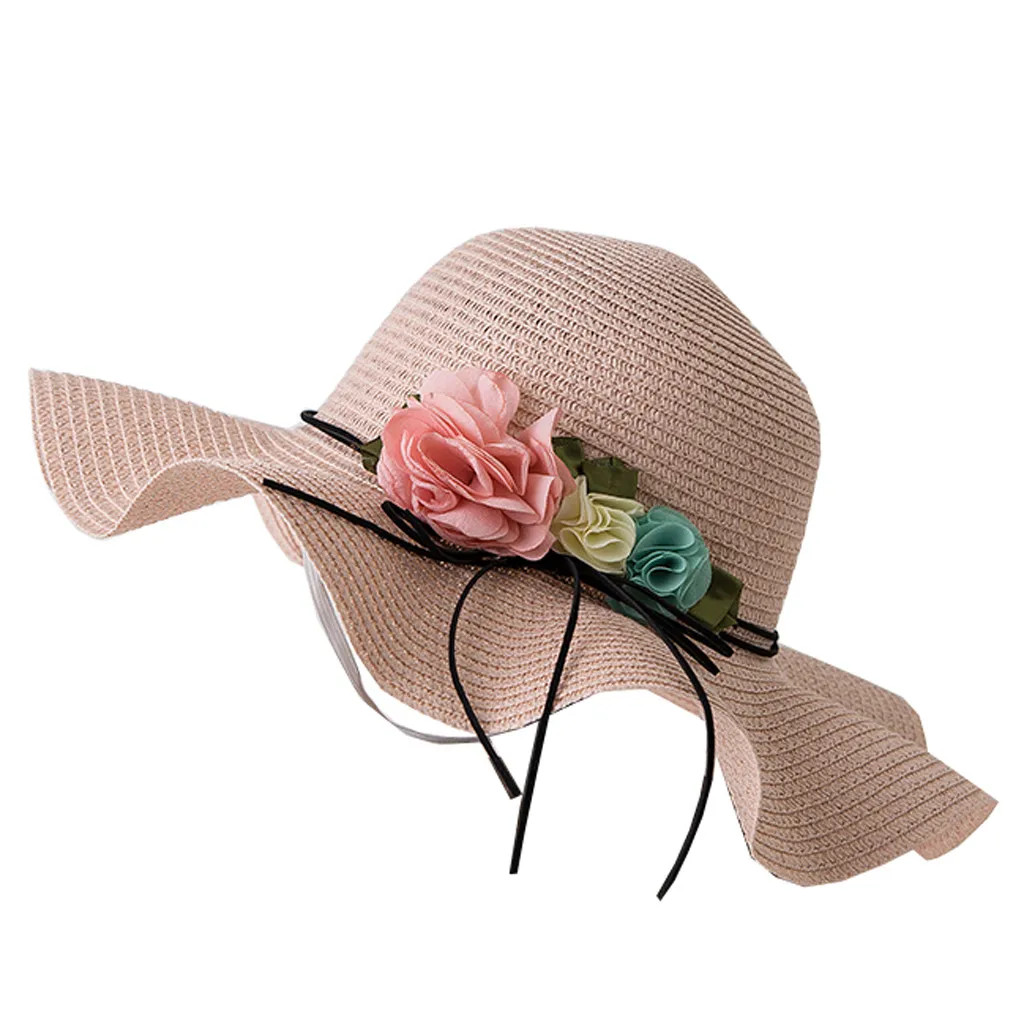 19-24 месяцев, модная детская шапка из полиэстера для девочек, однотонные детские шапки с цветком, летние детские шапки для девочек - Цвет: Розовый