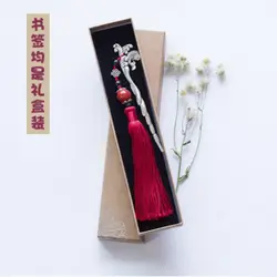 Китайский стиль Винтаж античный Металл Закладка ручной работы переплетения с длинными висящими бусинами традиционный книга Mark школы