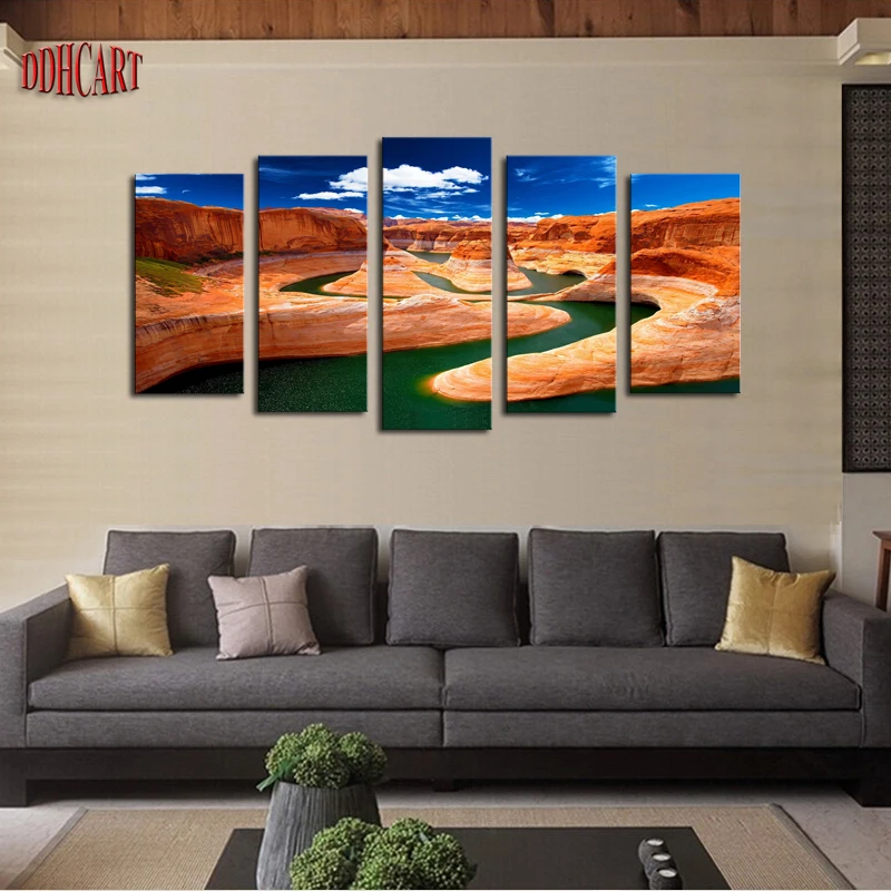 5 Piece Red Valley Picture Canvas Print Painting Artwork Wall Art
