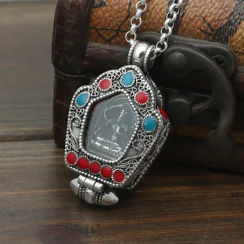 

S925 sterling silver lace Buddha Pendant Jewelry Silver Box gawu Tibetan Buddhist pendant male and female fashion